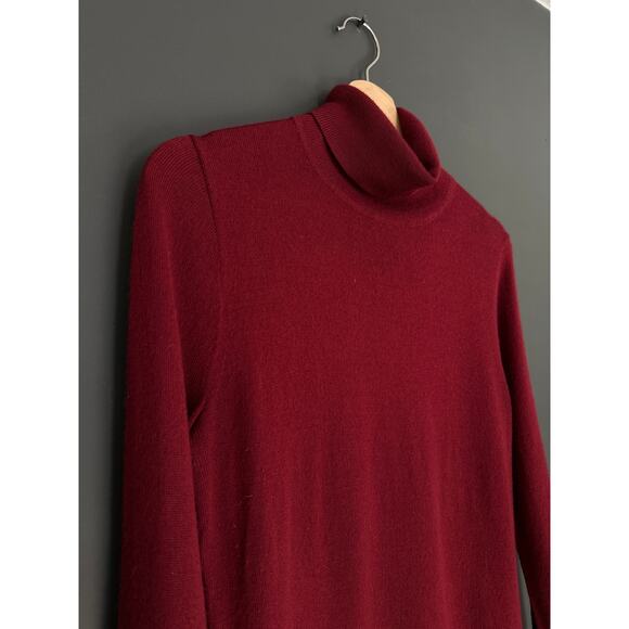 J. Crew Deep Red Burgundy Merino Wool Blend Turtleneck Size Medium - Picture 4 of 7